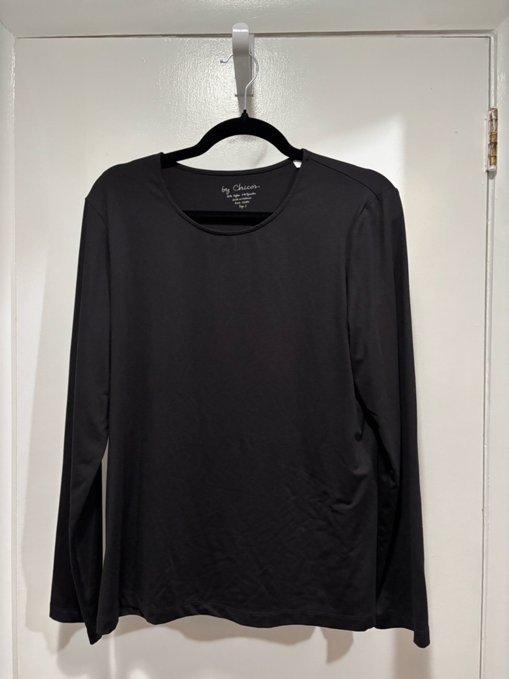 Chico's Black Long Sleeve Crew Tee Size 2